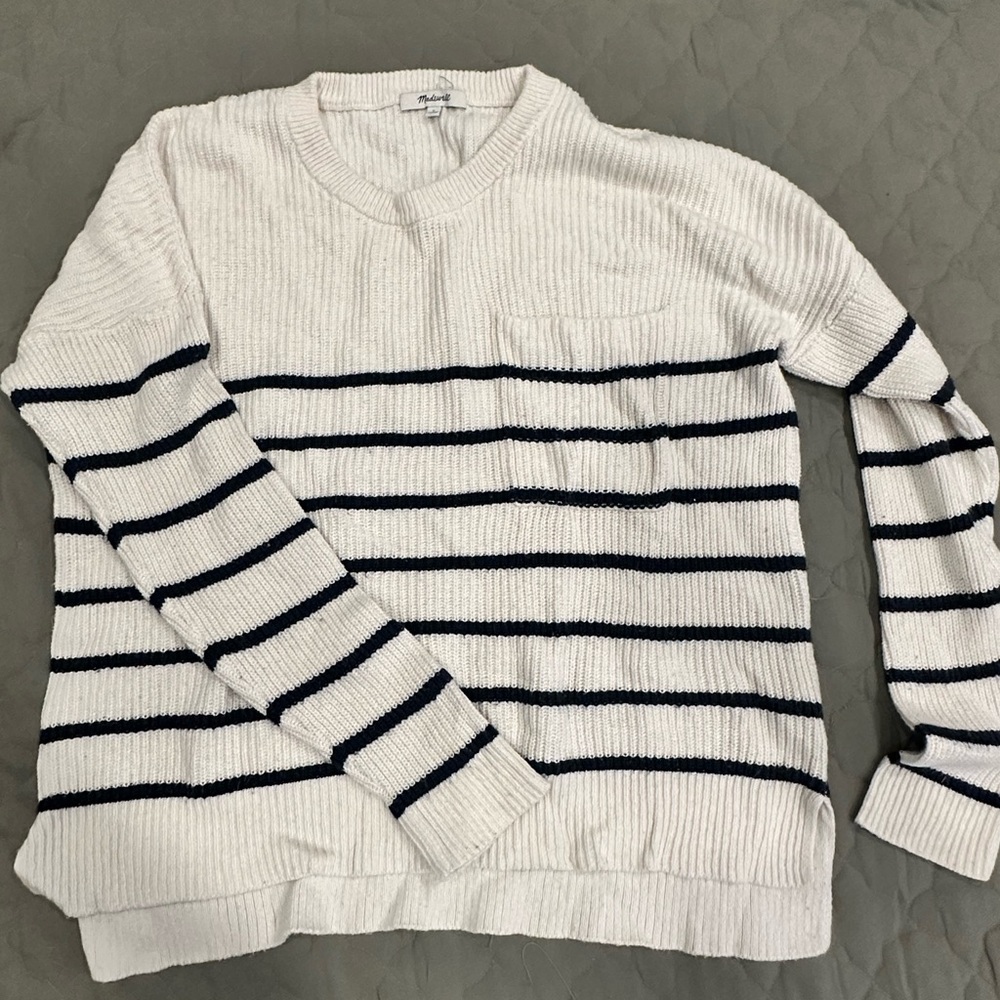 Madewell Sweater striped navy and cream